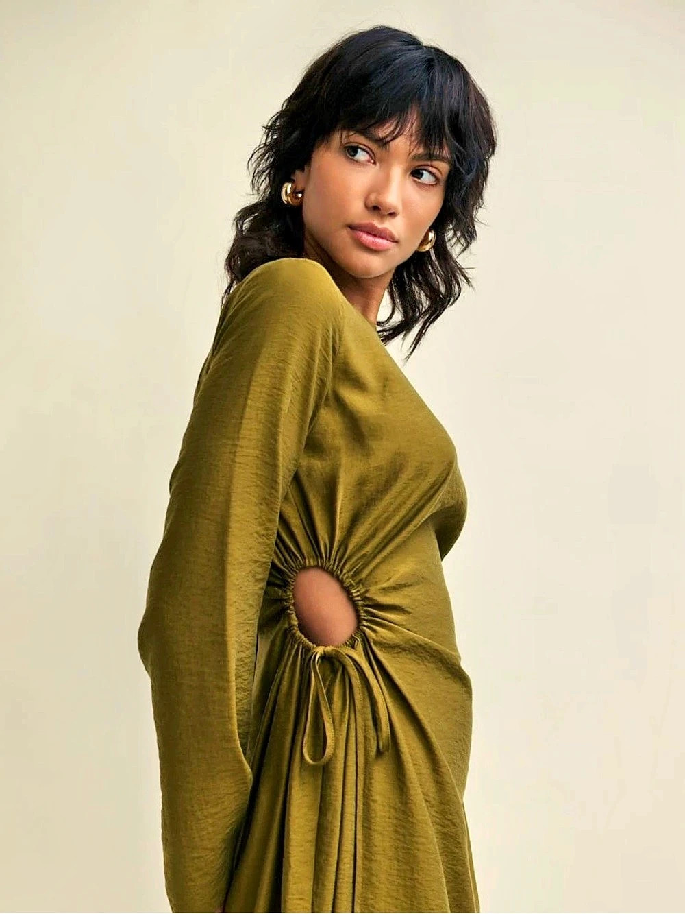 nobody's child Lianne Midaxi Dress Cutout Waist Green Size 12 NWT